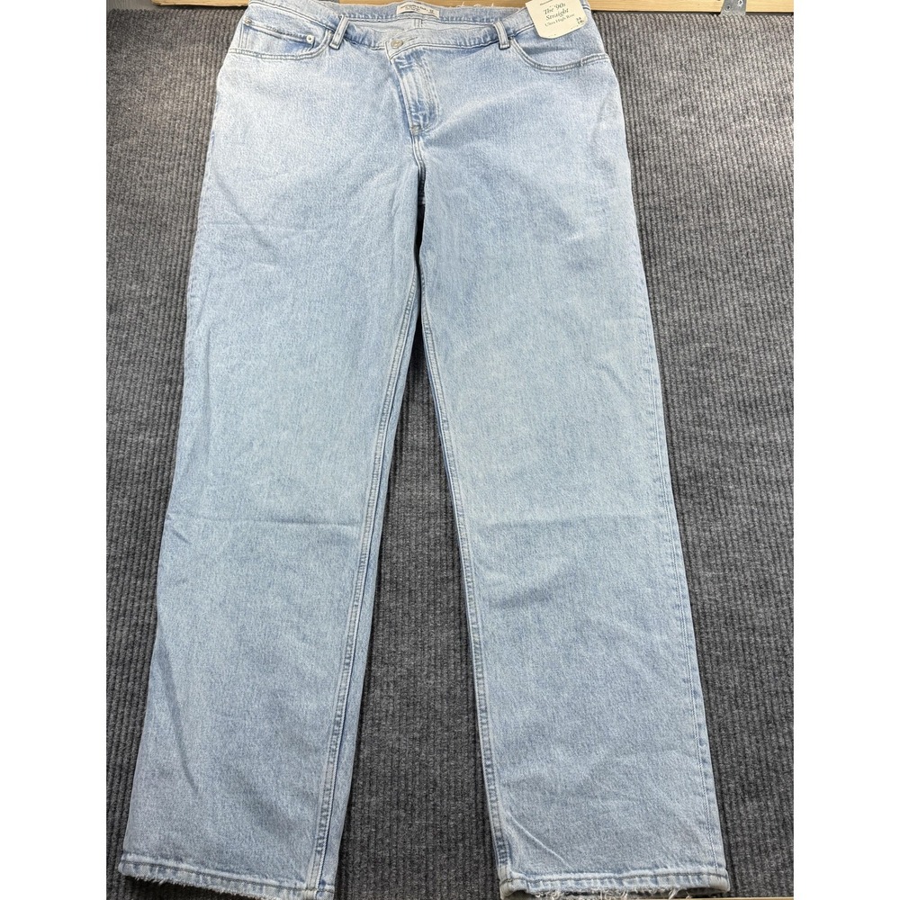 Abercrombie & Fitch 90s Straight Jeans Womens 34/18L Light Wash High Rise 38x32
